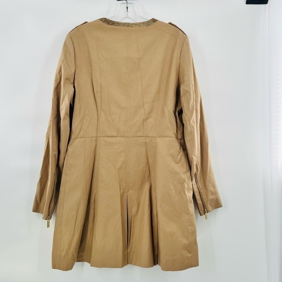 Iman brown safari front zipper dress  long sleeve M animal print trim - Picture 3 of 10